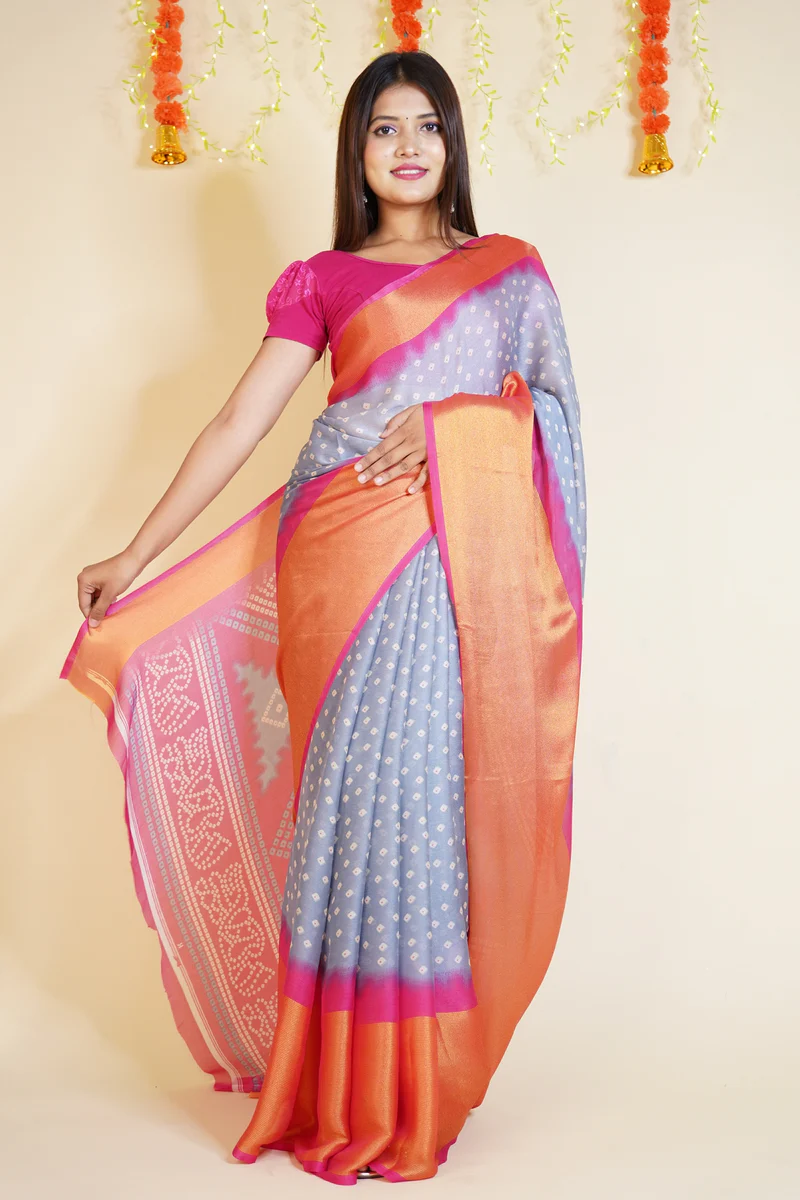 Ready To Wear Bandhani Printed Saree